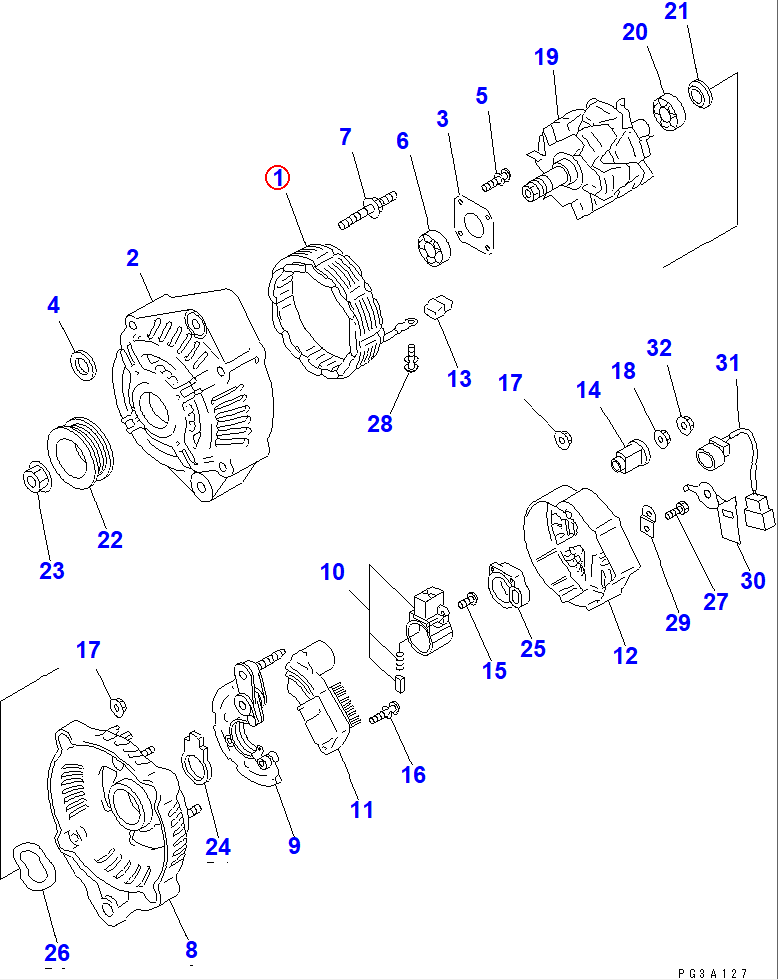 Diagram ND021100-4210 STATOR ASS'Y - Komatsu