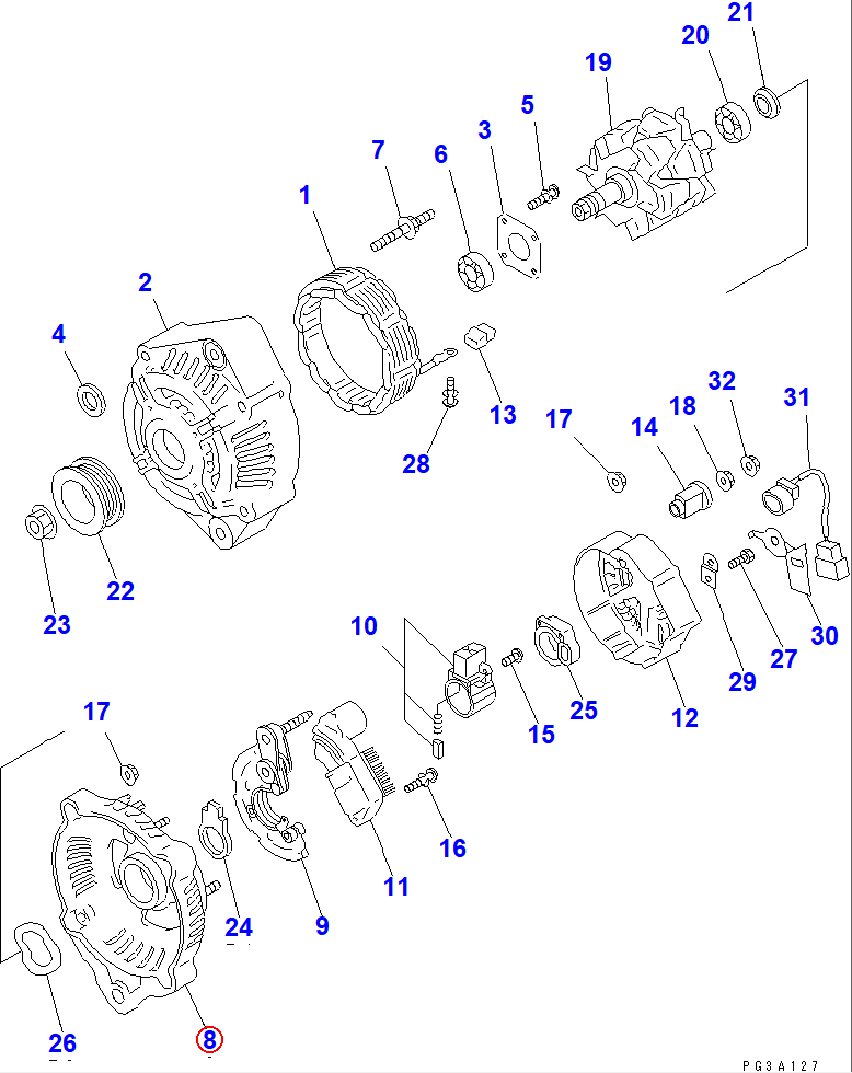 Diagram ND021501-8050 FRAME,REAR - Komatsu