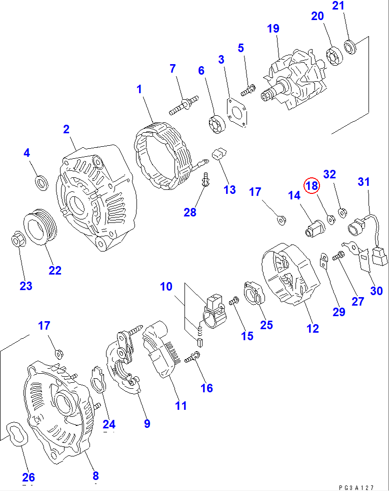 Diagram ND949056-3080 NUT - Komatsu