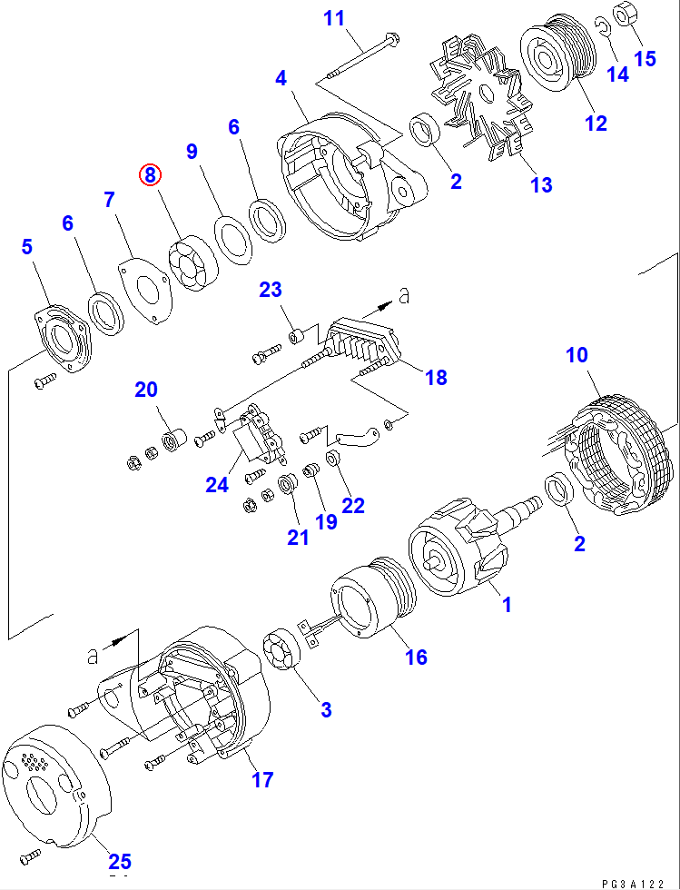 Diagram KD0-09201-0880 BEARING,BALL - Komatsu