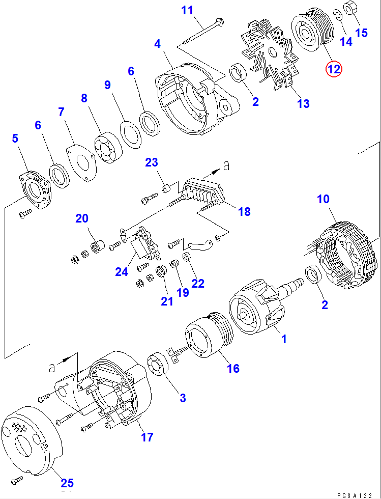 Diagram KD0-35411-0640 PULLEY - Komatsu