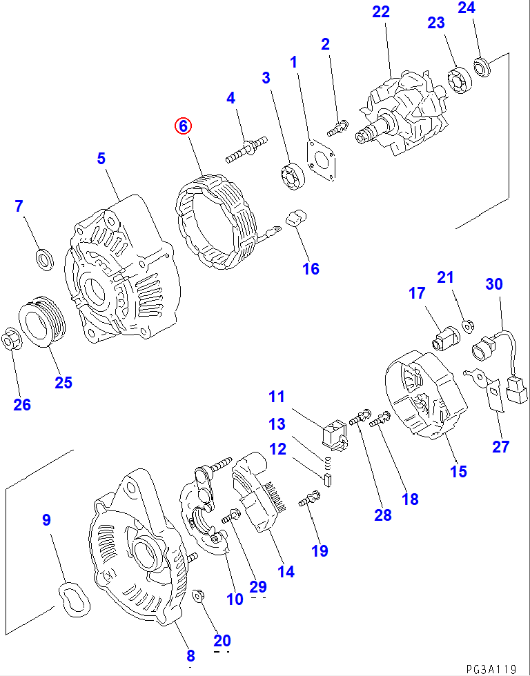Diagram ND021100-4360 STATOR ASS'Y - Komatsu