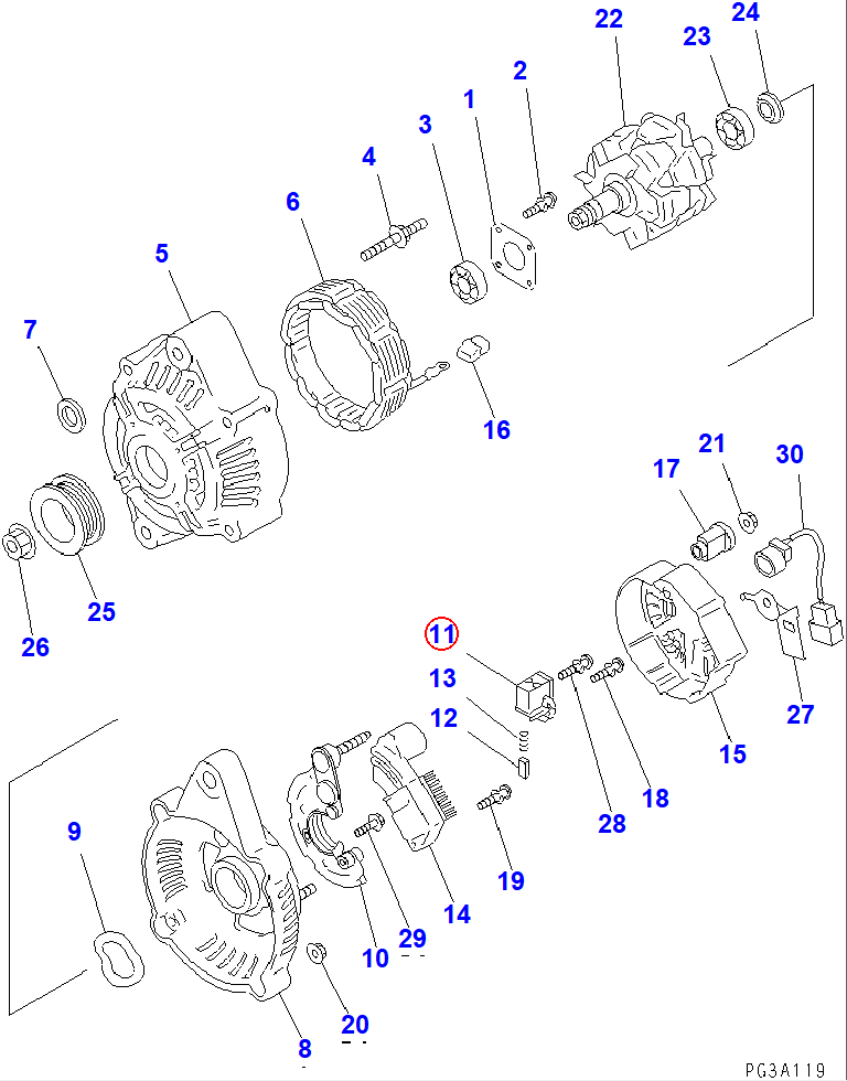 Diagram ND021626-0240 BRUSH HOLDER - Komatsu