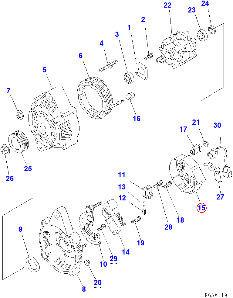 Diagram ND021551-2910 COVER,REAR - Komatsu