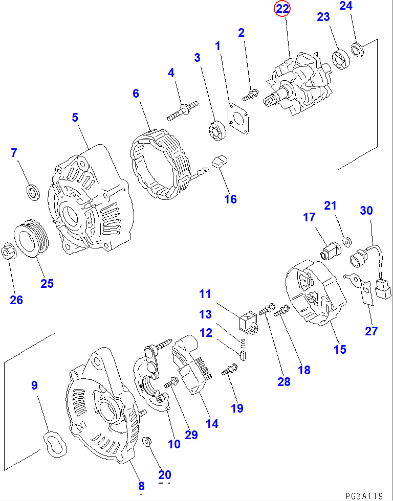Diagram ND021200-4132 ROTOR ASS'Y - Komatsu