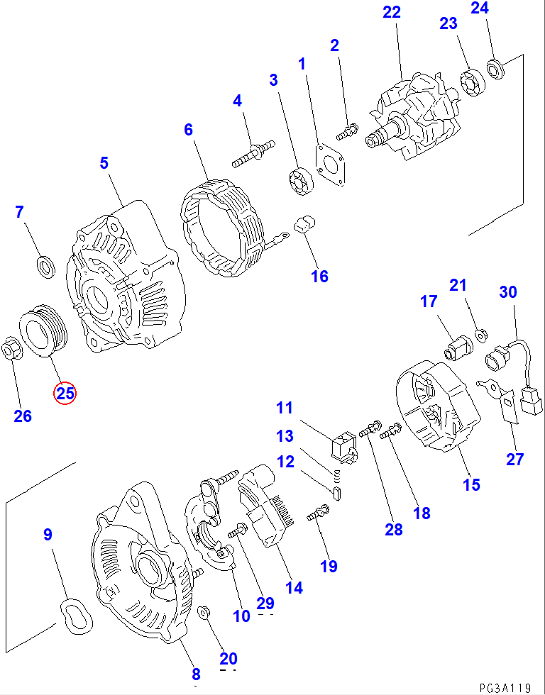 Diagram ND021041-8680 PULLEY - Komatsu