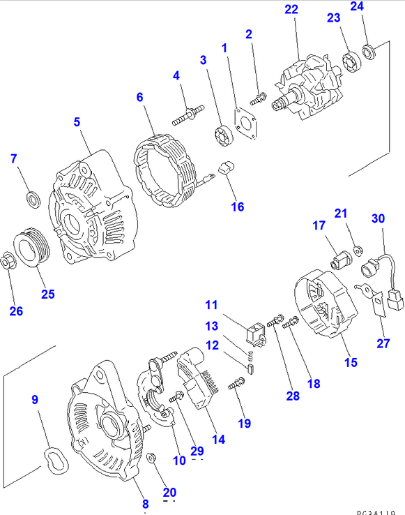 Diagram ND021620-2201 BRUSH HOLDER ASS'Y - Komatsu