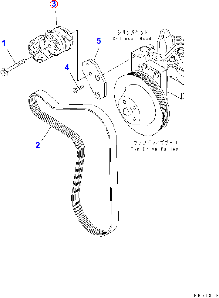 Diagram 6736-61-4110 TENSIONER - Komatsu