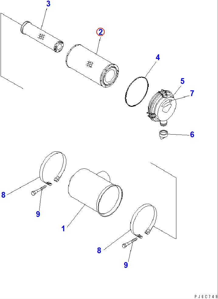 Diagram 600-185-3110 ELEMENT,OUTER - Komatsu