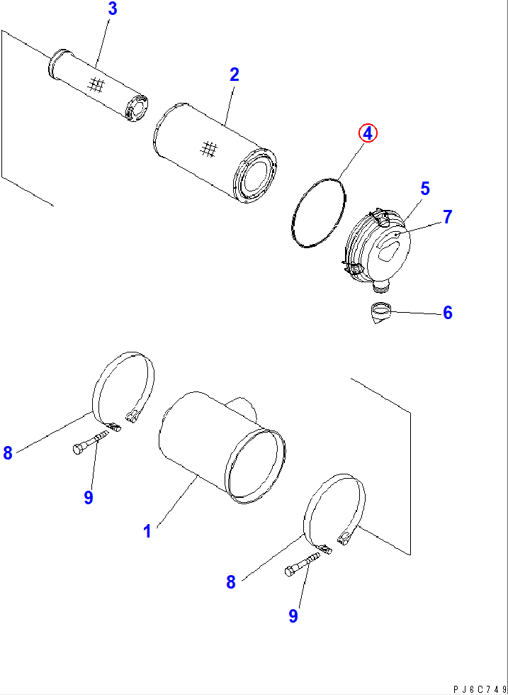 Diagram 600-184-1370 O-RING - Komatsu